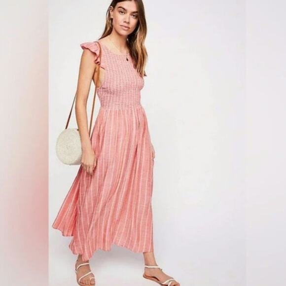 Free People Chambray Butterflies Small Striped Dress - Picture 1 of 6